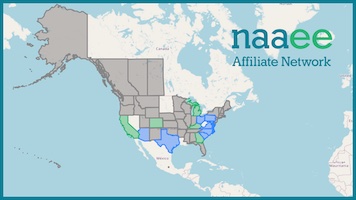 Map showing the North American Association for Environmental Education Affiliate Network