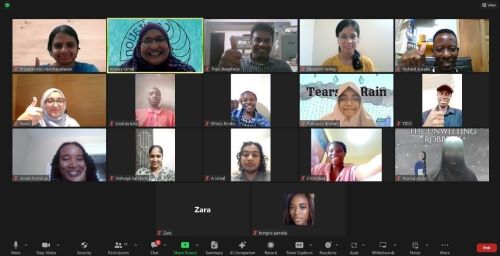 A Zoom screenshot of a Young Climate Authors Educator Training Session