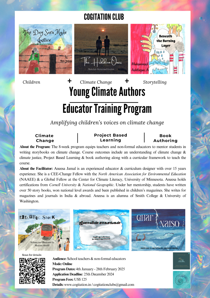 Online, 8-week, Educator Training course for Young Climate Authors to equip adults to mentor children's climate storytelling. Course starts January 4 2025