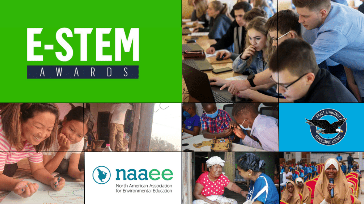 Banner for E-STEM Awards. A collage of students and teachers. 