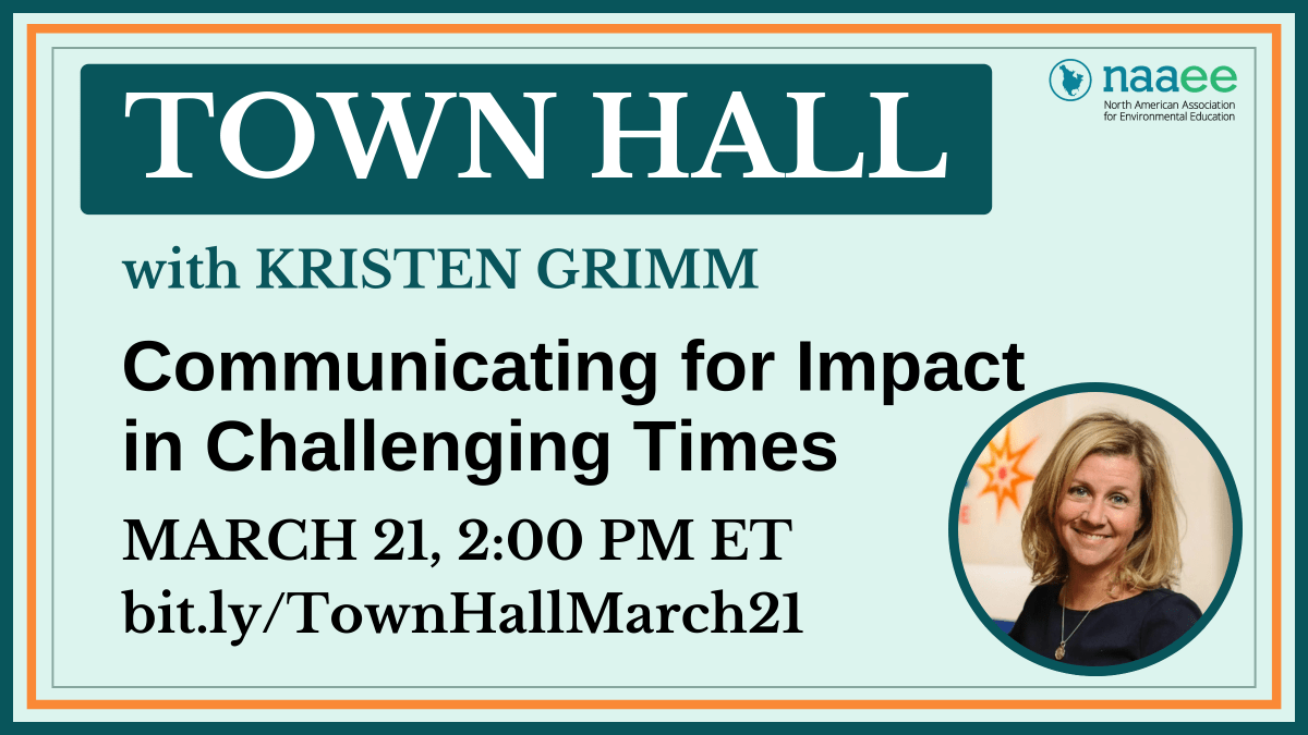 Graphic that says: Town Hall with Kristen Grimm. Communicating for Impact in Challenging Times. March 21, 2:00 PM ET. bit.ly/TownHallMarch21