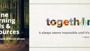 Online Learning Tools & Resources (During these difficult times); together spelled in images of nature, "It always seems impossible until it's done. - Nelson Mandela