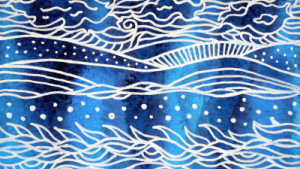  Blue and white watercolor wave pattern