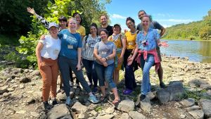 Group photo of the 2023 CEE-Change Fellows cohort on the Potomac River