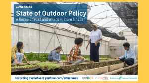 State of Outdoor Policy promotional image with people in a green house