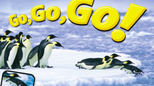 Cover of PENGUINS READY TO GO, GO, GO BOOK! showing Emperor penguins diving into the polar ocean