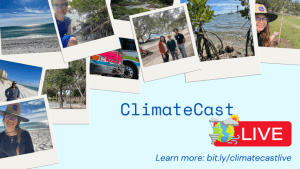 A postcard of photos advertising ClimateCast LIVE
