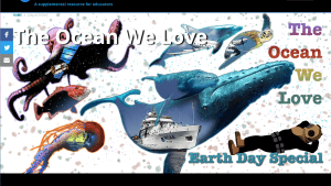 Graphic representation of ocean organisms called the ocean we love.