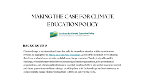 Making the Case for Climate Education Policy