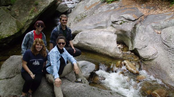 Clinic Participants at Sculptured Rocks in Groton, NH-Clinic field trip stop, an area of glacial pot holes