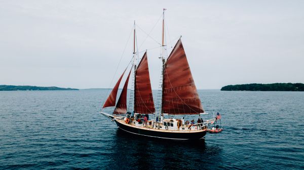 Inland Seas Tall Ship Schooner sailing on Suttons Bay on Lake Michigan