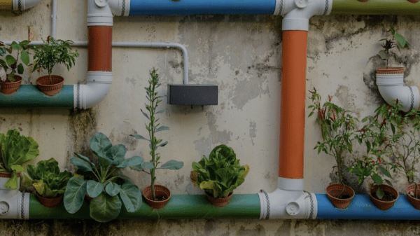 Creative planter made from PVC pipe