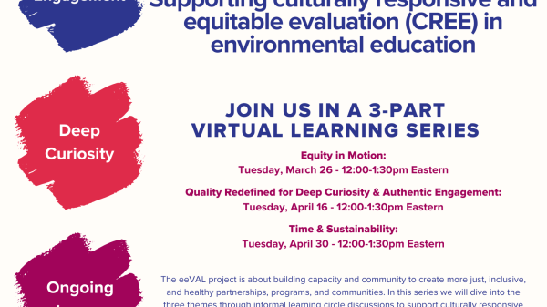Flier for the eeVAL 3.0 Virtual Learning Session with multiple colors for each category of information