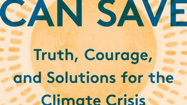 Book cover showing an illustration of a yellow sun with blue text in bold: All We Can Save: Truth, Courage, and Solutions for the Climate Crisis. Edited by Ayana Elizabeth Johnson & Katharine Keeble Wilkinson