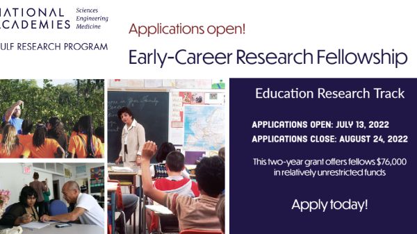 Graphic with a white background with a grid of three photos showing a classroom with students raising their hands, a student group outdoors, and a student and teacher sitting at a desk looking over a paper.