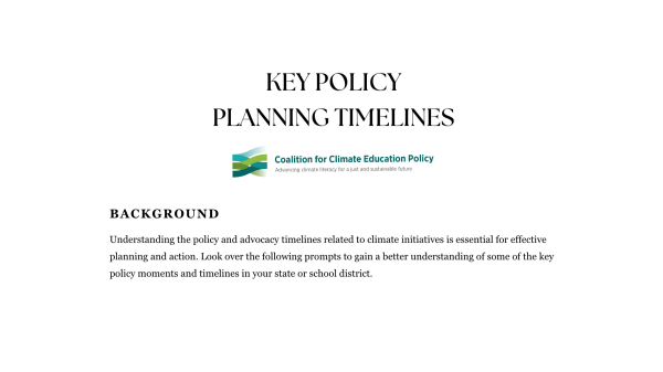 Key Policy Planning Timelines 