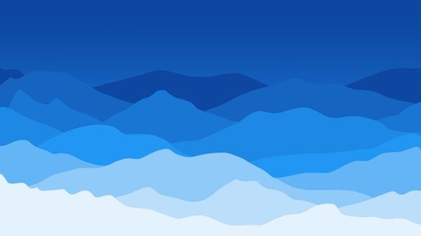 Illustration of mountain ranges in shades of blue