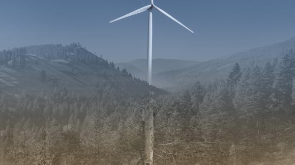 Other Side of the Hill Movie Poster. Lone wind turbine.