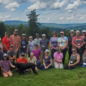 Educators gather at the Lundberg's Pittsburg, NH property in 2023 to learn about wildlife management techniques