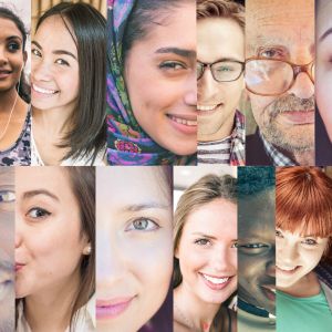 Collage of multi ethnic face shots