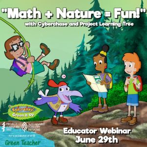 Illustration of three kids and a purple bird in a forest with white text that is included in the body of this post.