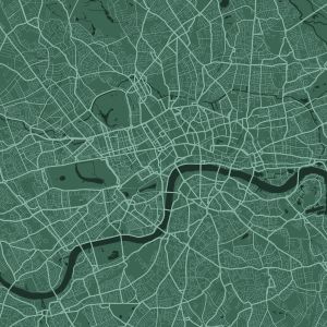 Green London city area cartography illustration.