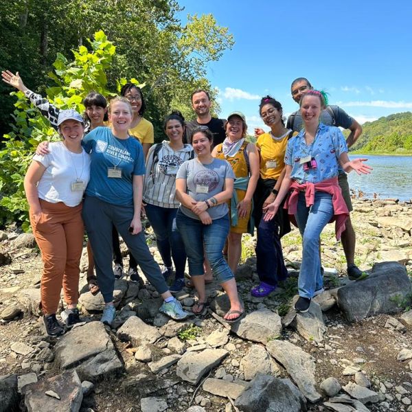 Group photo of the 2023 CEE-Change Fellows cohort on the Potomac River