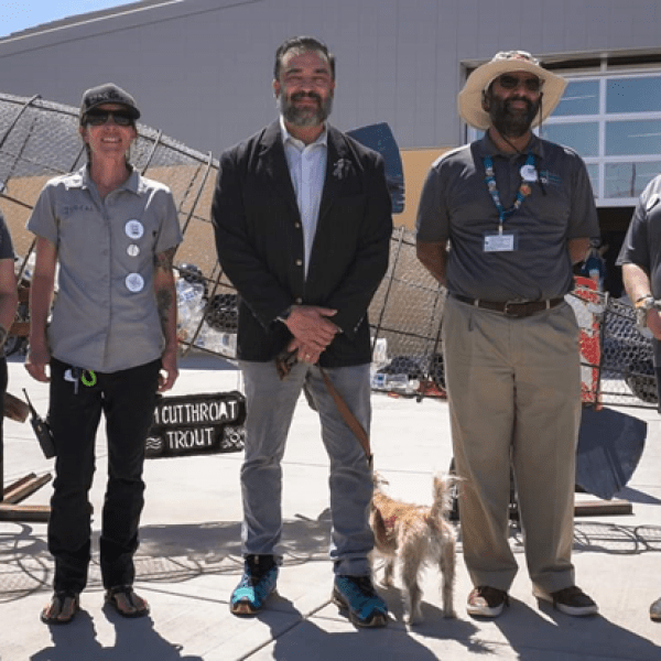 Group photo: Left to Right, Vanessa Barela, Therese Baca-Radler, Dr. Arsenio Romero (NMPED Secretary of Education), Shafiq Chaudhary, and Patricia Gharrity at Earth Day Festival in New Mexico