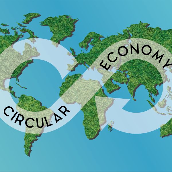 World map with the words "Circular Economy" on top